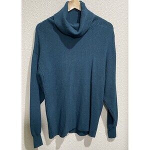 Free People Women's Deep Teal Green Blue  Turtleneck Tunic Size XS Sweater Knit
